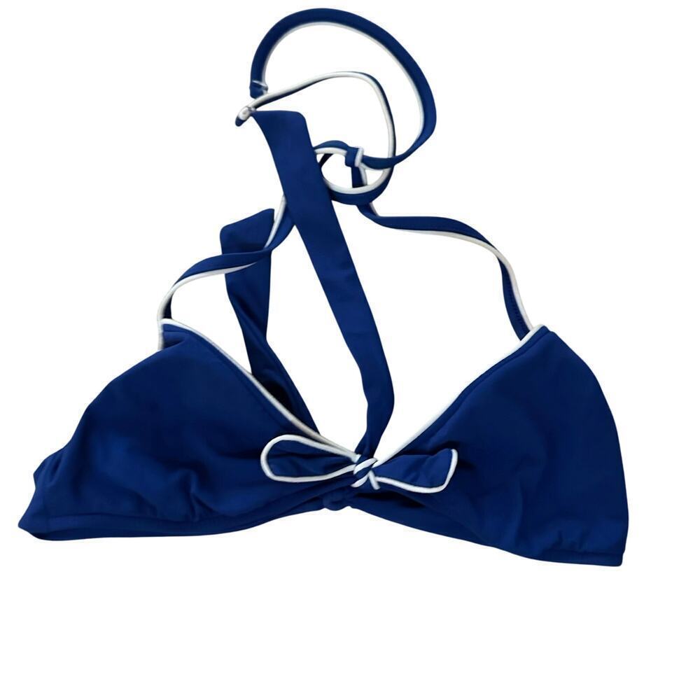Ralph Lauren Women's Blue Bow Front Halter Bra Bikini Top Size XS